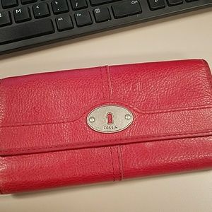 Red Leather Fossil Wallet